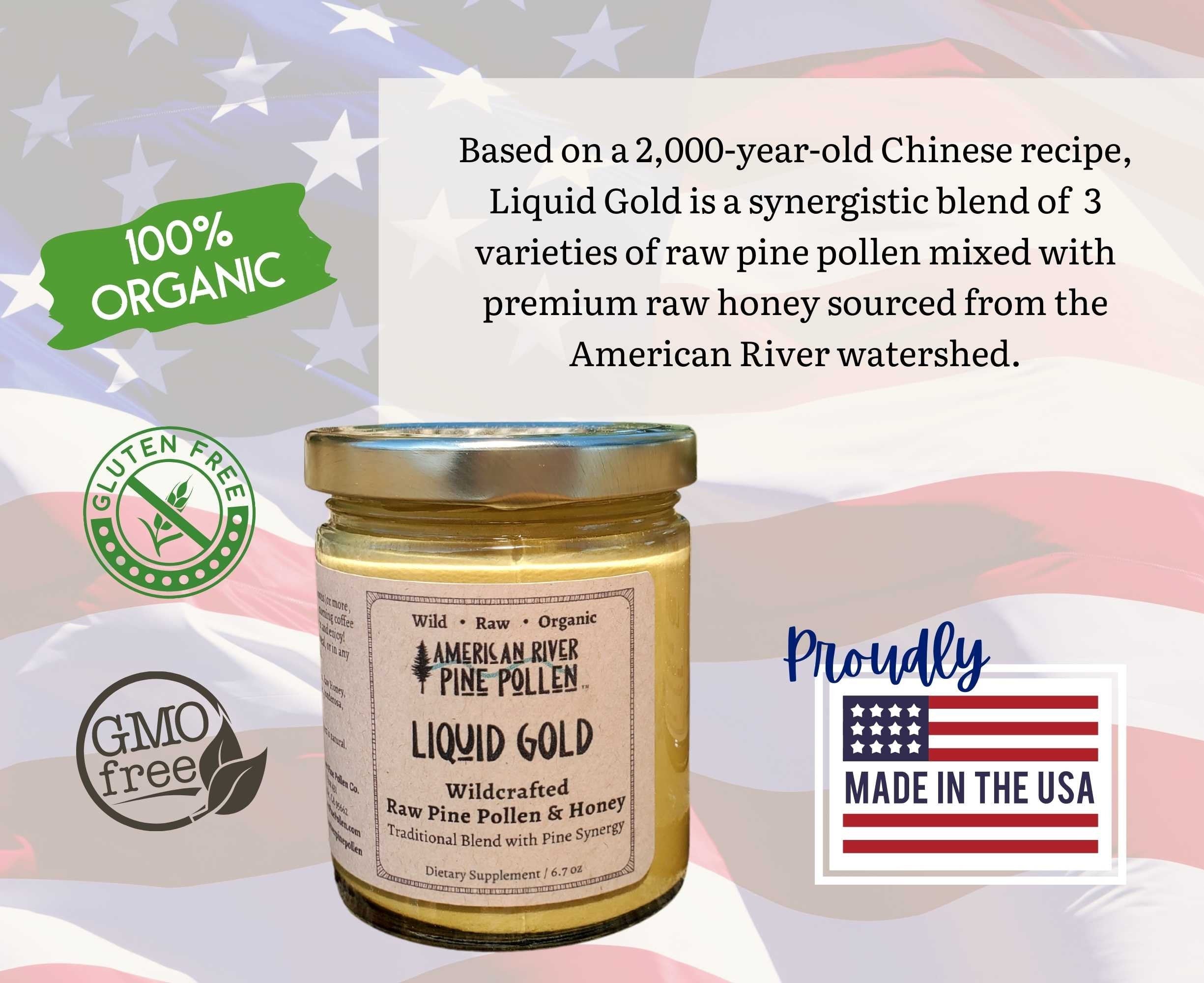 Liquid Gold - Wildcrafted Raw Pine Pollen and Honey - Traditional